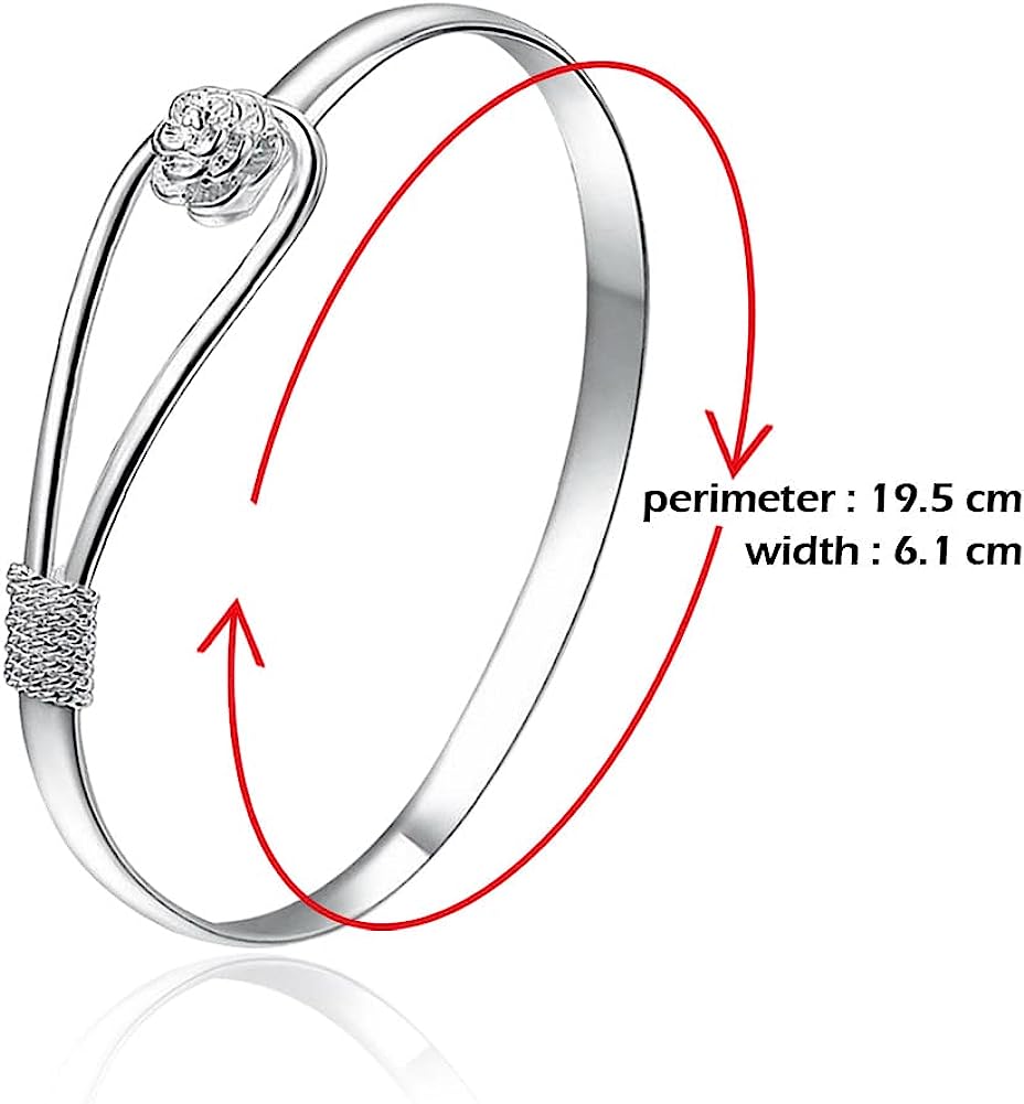 WEILYDF 925 sterling silver bracelet elegant clip-style button style floral design bracelet classic bracelet jewelry women's girls - Image 2